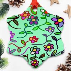 Flowers Floral Doodle Plants Snowflake Ornament (two Sides) by Nexatart