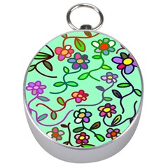 Flowers Floral Doodle Plants Silver Compasses by Nexatart