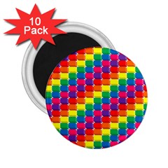 Rainbow 3d Cubes Red Orange 2 25  Magnets (10 Pack)  by Nexatart