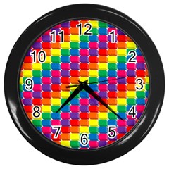 Rainbow 3d Cubes Red Orange Wall Clocks (black) by Nexatart