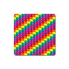 Rainbow 3d Cubes Red Orange Square Magnet