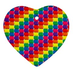 Rainbow 3d Cubes Red Orange Heart Ornament (two Sides) by Nexatart