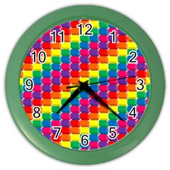 Rainbow 3d Cubes Red Orange Color Wall Clocks by Nexatart