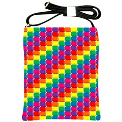 Rainbow 3d Cubes Red Orange Shoulder Sling Bags by Nexatart