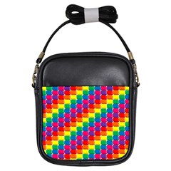 Rainbow 3d Cubes Red Orange Girls Sling Bags by Nexatart