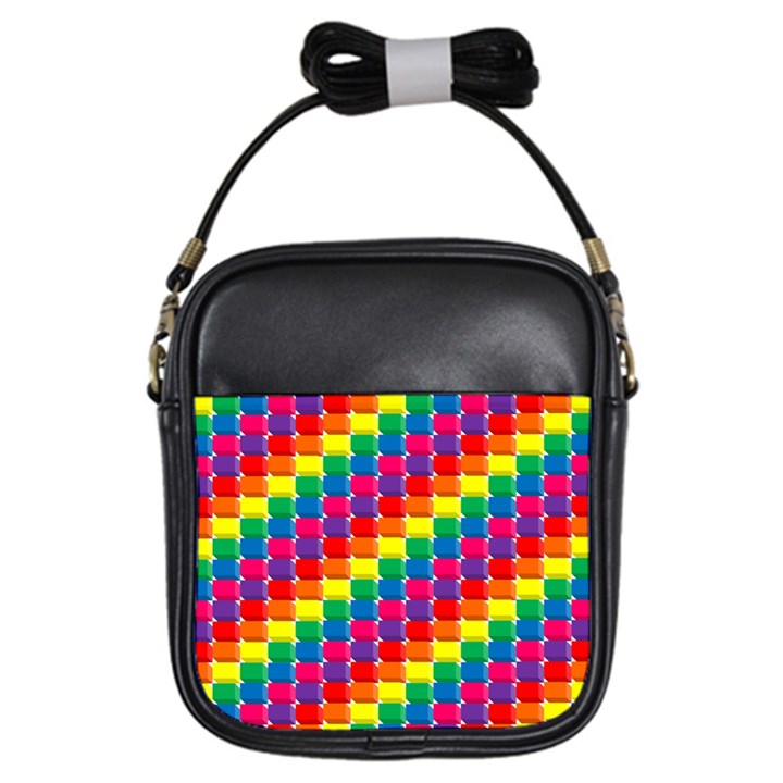 Rainbow 3d Cubes Red Orange Girls Sling Bags