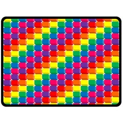 Rainbow 3d Cubes Red Orange Fleece Blanket (large) 