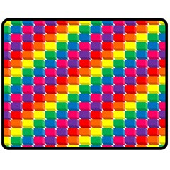 Rainbow 3d Cubes Red Orange Fleece Blanket (medium) 