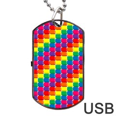 Rainbow 3d Cubes Red Orange Dog Tag Usb Flash (one Side) by Nexatart