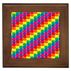 Rainbow 3d Cubes Red Orange Framed Tiles by Nexatart