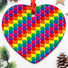 Rainbow 3d Cubes Red Orange Ornament (heart) by Nexatart