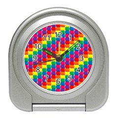 Rainbow 3d Cubes Red Orange Travel Alarm Clocks by Nexatart