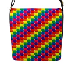 Rainbow 3d Cubes Red Orange Flap Messenger Bag (l)  by Nexatart