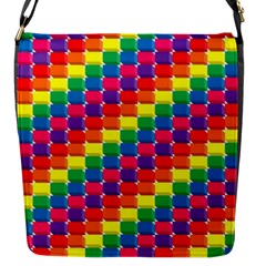 Rainbow 3d Cubes Red Orange Flap Messenger Bag (s) by Nexatart