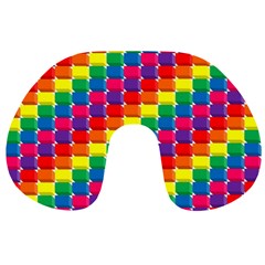 Rainbow 3d Cubes Red Orange Travel Neck Pillows by Nexatart