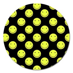 Happy Face Pattern Magnet 5  (round) by Nexatart