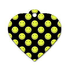 Happy Face Pattern Dog Tag Heart (two Sides)