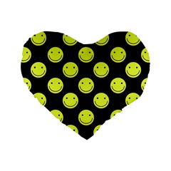 Happy Face Pattern Standard 16  Premium Flano Heart Shape Cushions by Nexatart