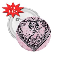 Heart Drawing Angel Vintage 2 25  Buttons (10 Pack)  by Nexatart