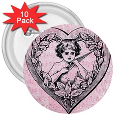 Heart Drawing Angel Vintage 3  Buttons (10 Pack)  by Nexatart