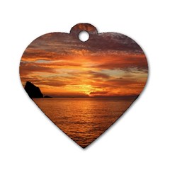 Sunset Sea Afterglow Boot Dog Tag Heart (two Sides)