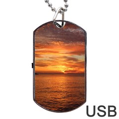 Sunset Sea Afterglow Boot Dog Tag Usb Flash (one Side) by Nexatart