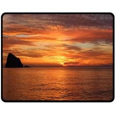 Sunset Sea Afterglow Boot Double Sided Fleece Blanket (medium)  by Nexatart