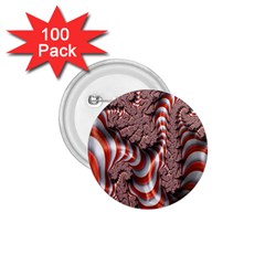 Fractal Abstract Red White Stripes 1 75  Buttons (100 Pack)  by Nexatart