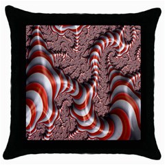 Fractal Abstract Red White Stripes Throw Pillow Case (black) by Nexatart