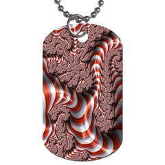 Fractal Abstract Red White Stripes Dog Tag (two Sides) by Nexatart