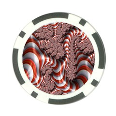 Fractal Abstract Red White Stripes Poker Chip Card Guard by Nexatart