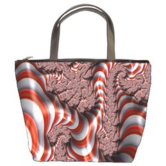 Fractal Abstract Red White Stripes Bucket Bags by Nexatart