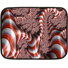 Fractal Abstract Red White Stripes Fleece Blanket (mini) by Nexatart