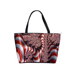 Fractal Abstract Red White Stripes Shoulder Handbags by Nexatart