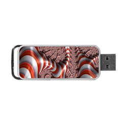 Fractal Abstract Red White Stripes Portable Usb Flash (two Sides) by Nexatart