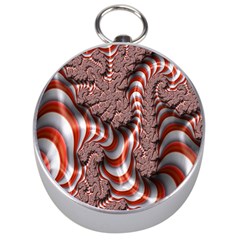 Fractal Abstract Red White Stripes Silver Compasses by Nexatart