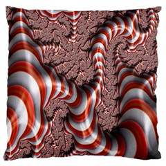 Fractal Abstract Red White Stripes Large Flano Cushion Case (one Side) by Nexatart