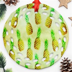 Pineapple Wallpaper Vintage Round Filigree Ornament (two Sides) by Nexatart