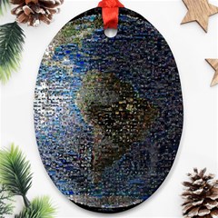 World Mosaic Oval Ornament (two Sides) by Nexatart