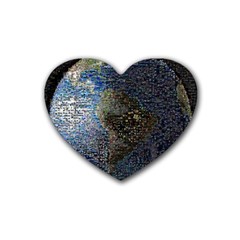 World Mosaic Rubber Coaster (heart)  by Nexatart