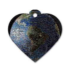 World Mosaic Dog Tag Heart (one Side) by Nexatart