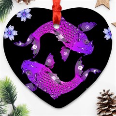 Koi Carp Fish Water Japanese Pond Ornament (heart) by Nexatart