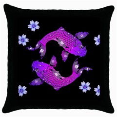 Koi Carp Fish Water Japanese Pond Throw Pillow Case (black) by Nexatart