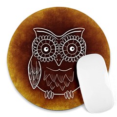 Owl Abstract Funny Pattern Round Mousepads by Nexatart