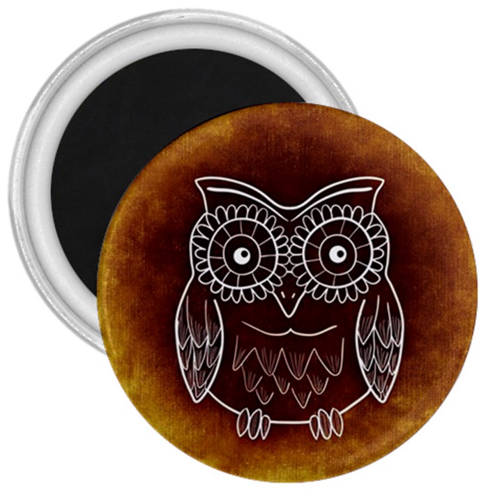 Owl Abstract Funny Pattern 3  Magnets