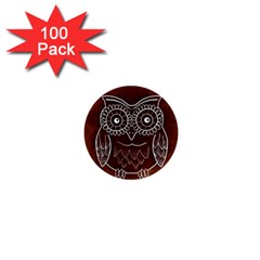 Owl Abstract Funny Pattern 1  Mini Buttons (100 Pack)  by Nexatart