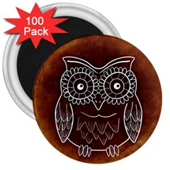 Owl Abstract Funny Pattern 3  Magnets (100 Pack)