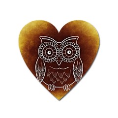 Owl Abstract Funny Pattern Heart Magnet by Nexatart