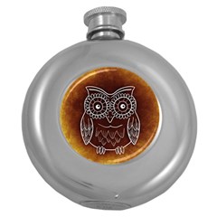 Owl Abstract Funny Pattern Round Hip Flask (5 Oz) by Nexatart