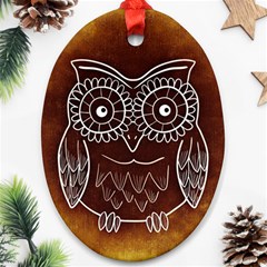 Owl Abstract Funny Pattern Oval Ornament (two Sides) by Nexatart